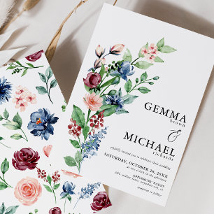 Mooie Waterverf Floral en Greenery Wedding Kaart