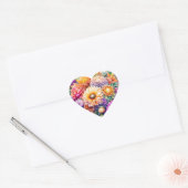 Mooie Waterverf Floral Hart Sticker (Envelop)