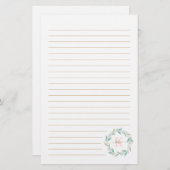 Mooie Waterverf Floral Wreath Monogram Briefpapier (Voorkant / Achterkant)