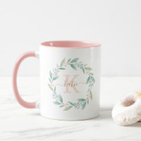 Mooie Waterverf Floral Wreath Monogram