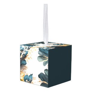 Mooie waterverf florale kubus ornament