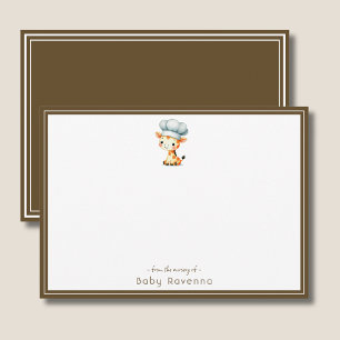 Mooie Waterverf Giraffe Chef Baby Shower Notitieka Notitiekaartje