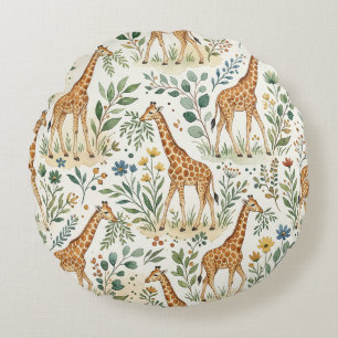 Mooie Waterverf Giraffe Patroon Rond Kussen