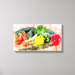 Mooie Waterverf groenten op Canvas Afdruk