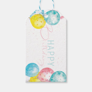 Mooie waterverf Happy Birthday Pastel Cadeaulabel