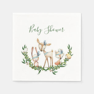 Mooie waterverf herten baby shower servetten