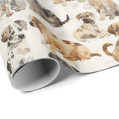 Mooie Waterverf Honden Cadeaupapier (Rol Hoek)