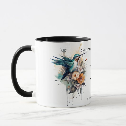 Mooie Waterverf Hummingbird Monogram Naam Mok (Links)