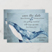 Mooie Waterverf Humpback Whale Beach Weddenschap Save The Date (Voorkant / Achterkant)