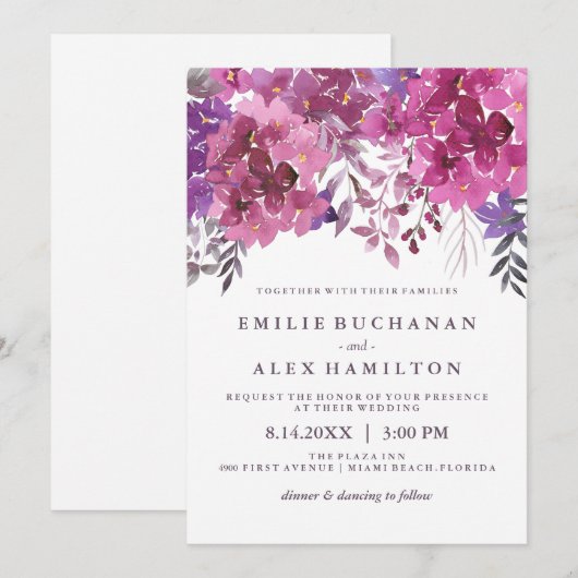 Mooie waterverf hydrangea's en botanicals kaart (Voorkant / Achterkant)