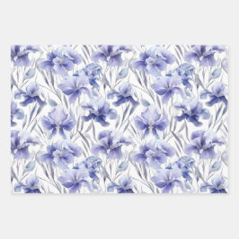 Mooie Waterverf Iris-ventilatorlichte Paarse kunst Inpakpapier Vel