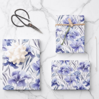 Mooie Waterverf Iris-ventilatorlichte Paarse kunst Inpakpapier Vel