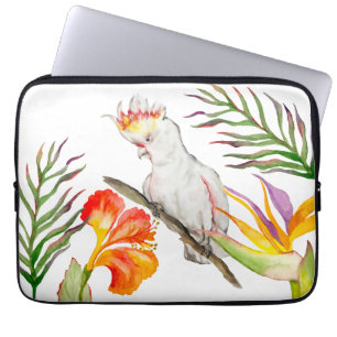 Mooie waterverf kakatoo papegaai handtekening laptop sleeve
