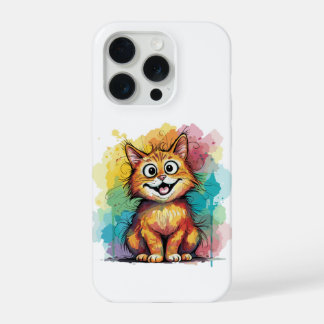 Mooie Waterverf Kat Telefoonhoes iPhone 15 Pro Hoesje