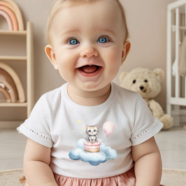 Mooie waterverf Kitten Verjaardag baby T-Shirt