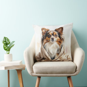 MOOIE WATERVERF KLEINE PAPILLON PUPPY DOG KUSSEN