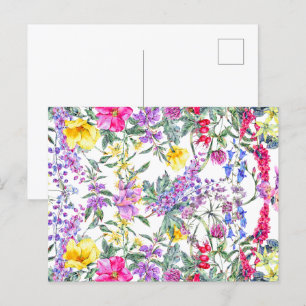 Mooie Waterverf kleurrijke wilde bloemen Briefkaart
