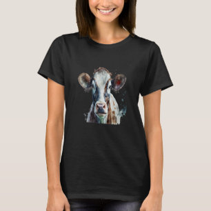 Mooie Waterverf Koe Portret T-shirt