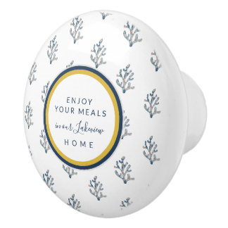 Mooie waterverf koraal op het Witte strand Keramische Knop