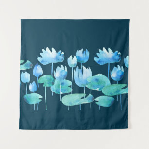 Mooie waterverf lotusbloemen wandkleed