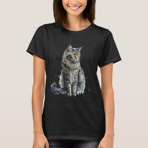 Mooie Waterverf Maine Coon kattenportret T-shirt