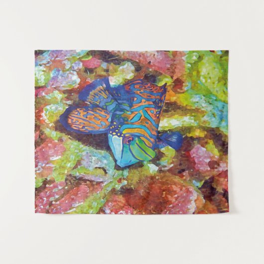 Mooie Waterverf Mandarijns design Wandkleed (Voorkant (horizontaal))