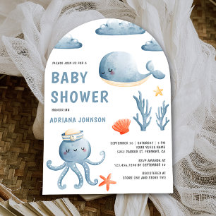 Mooie waterverf nautische boog baby shower kaart