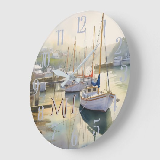 Mooie Waterverf nautische zeilmonogram Grote Klok (Hoek)
