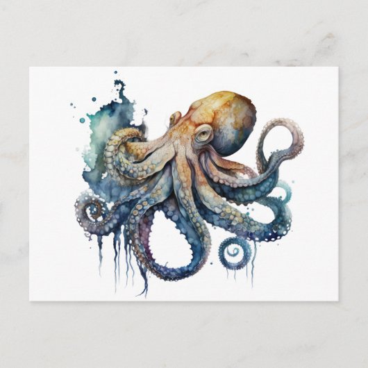 Mooie waterverf Octopus Briefkaart (Voorkant)