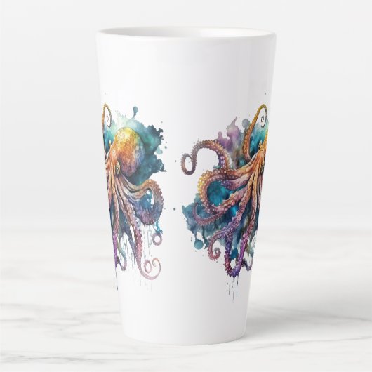 Mooie Waterverf octopus Latte Mok (Voorkant)