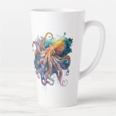 Mooie Waterverf octopus Latte Mok (Rechts)