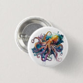 Mooie Waterverf octopus Ronde Button 3,2 Cm (Voorkant /achterkant)