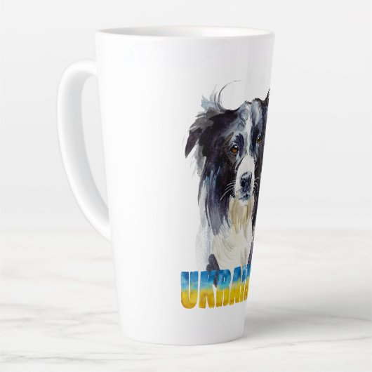 Mooie Waterverf Oekraïne Dog en Butterfly Latte Mok (Linkerhoek)