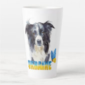 Mooie Waterverf Oekraïne Dog en Butterfly Latte Mok (Voorkant)