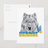 Mooie Waterverf Oekraïne Wolf en Butterfly Briefkaart (Voorkant / Achterkant)