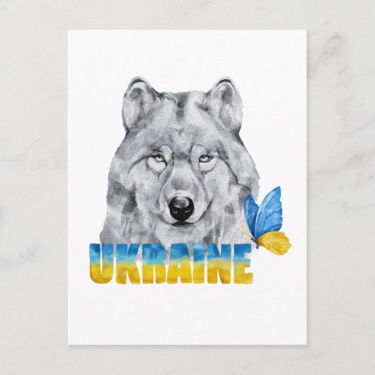 Mooie Waterverf Oekraïne Wolf en Butterfly Briefkaart (Voorkant)