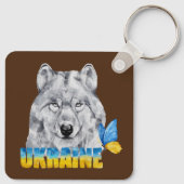 Mooie Waterverf Oekraïne Wolf en Butterfly Sleutelhanger (Achterkant)