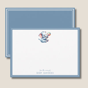 Mooie Waterverf Olifant Baby Shower Notitiekaart Notitiekaartje