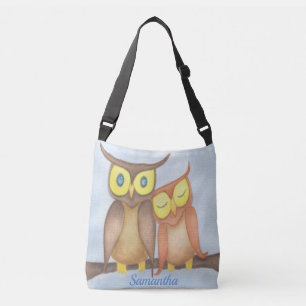 Mooie Waterverf Owl Lovers Crossbody Tas