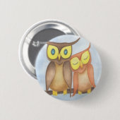 Mooie Waterverf Owl Lovers Ronde Button 5,7 Cm (Voorkant /achterkant)