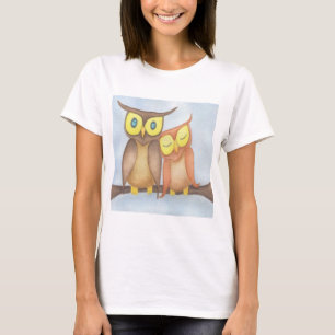 Mooie Waterverf Owl Lovers T-shirt