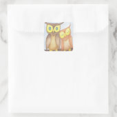 Mooie Waterverf Owl Lovers Vierkante Sticker (Tas)