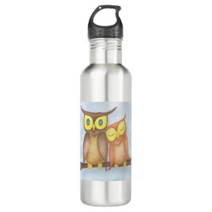 Mooie Waterverf Owl Lovers Waterfles