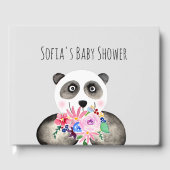 Mooie Waterverf Panda Beer en Bloemen Baby Shower Gastenboek (Voorkant)