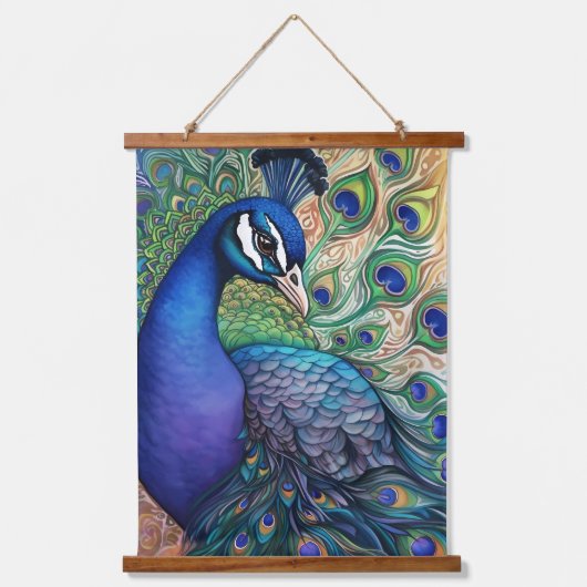 Mooie Waterverf Peacock Hangend Wandkleed (Voorkant)