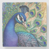 Mooie Waterverf Peacock Stenen Onderzetter (Voorkant)