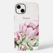 Mooie Waterverf Pioenrozen Beige gepersonaliseerd Case-Mate iPhone Case (Achterkant)
