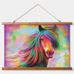 Mooie Waterverf regenboogpaarden Hangend Wandkleed