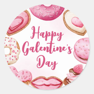 Mooie waterverf roze Galentine's vorm koekjes Ronde Sticker