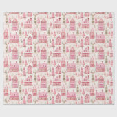 Mooie Waterverf Roze Kerstmis Cadeaupapier (Vlak)